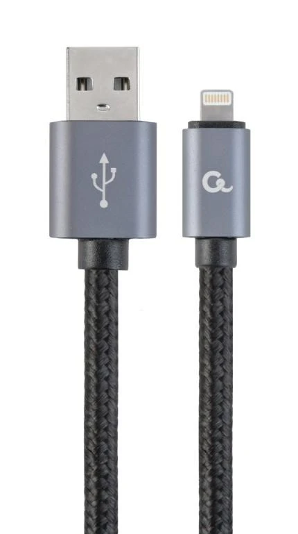 GEMBIRD CCB-mUSB2B-AMLM-6 Gembird USB–8 kontaktų kabelis, medvilninis pintas, metalinės jungtys, 1,8 m, juodas