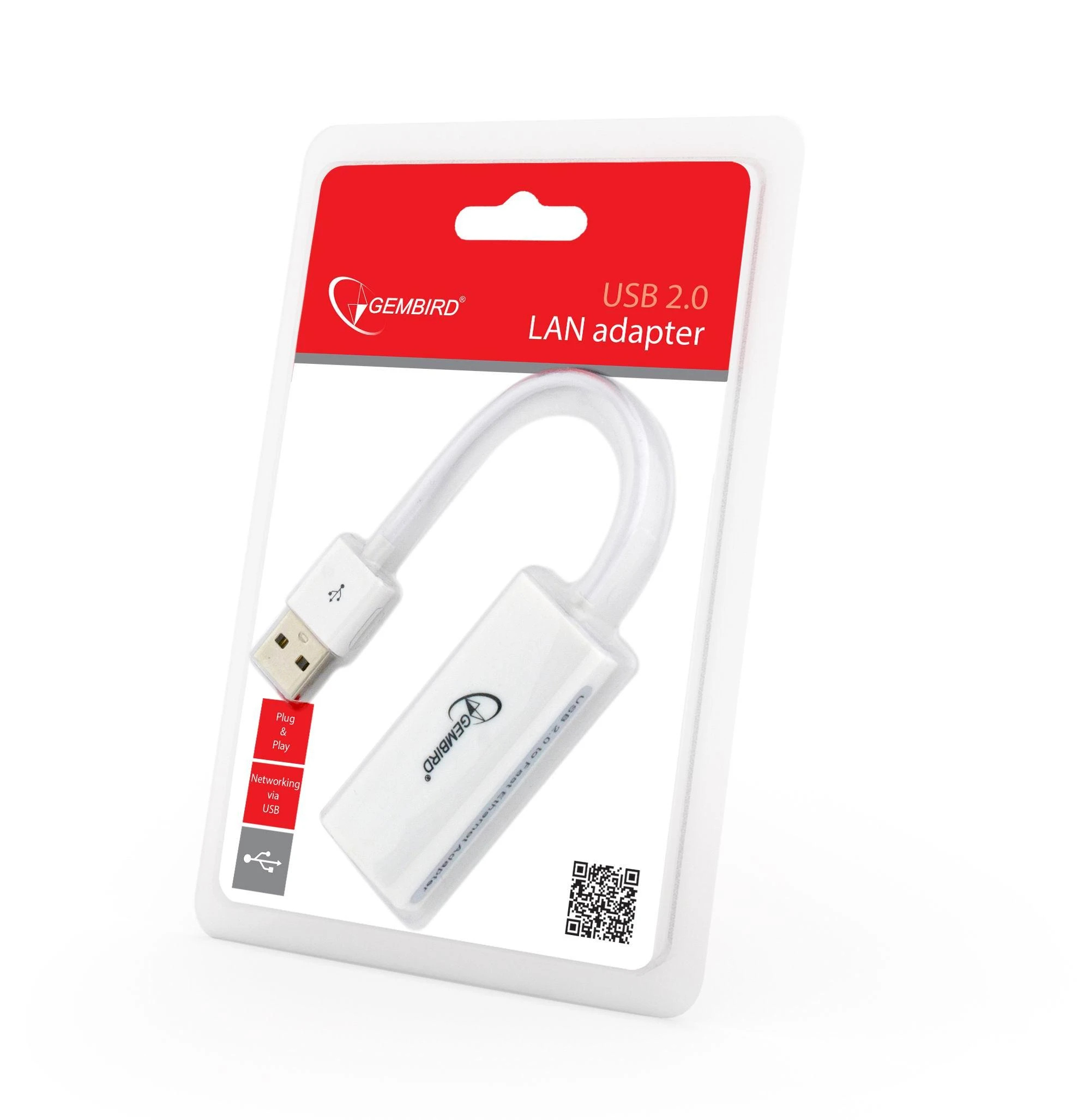 Gembird USB 2.0 LAN adapteris pakuotėje