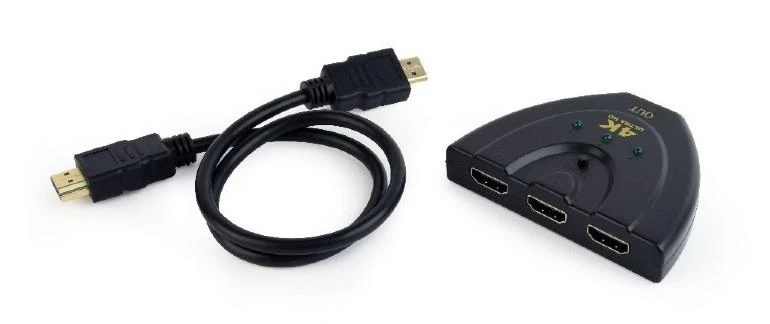 Gembird HDMI jungiklis su trimis įvestimis ir integruotu laidu
