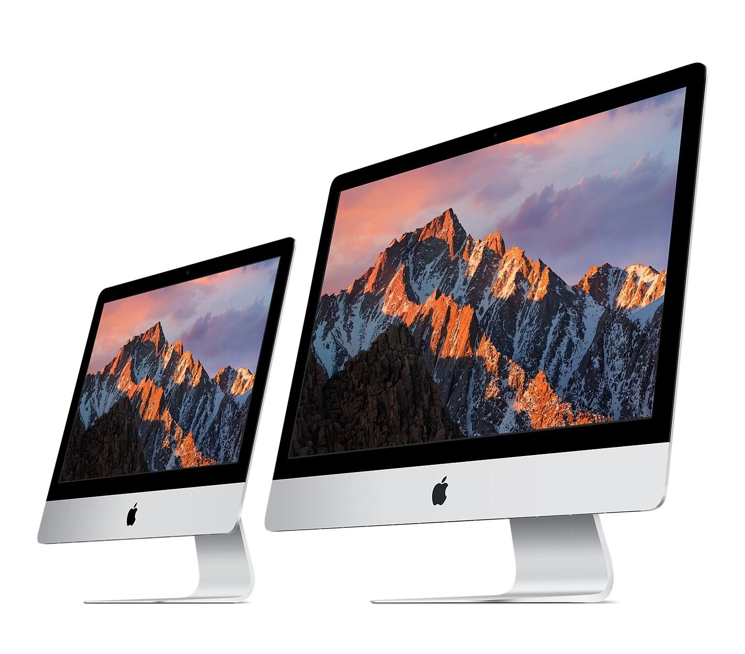 Apple iMac monitoriai su kalnų vaizdu