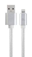 GEMBIRD CCB-mUSB2B-AMLM-6-S Gembird USB–8 kontaktų kabelis, medvilninis pintas, metalinės jungtys, 1,8 m, sidabrinis