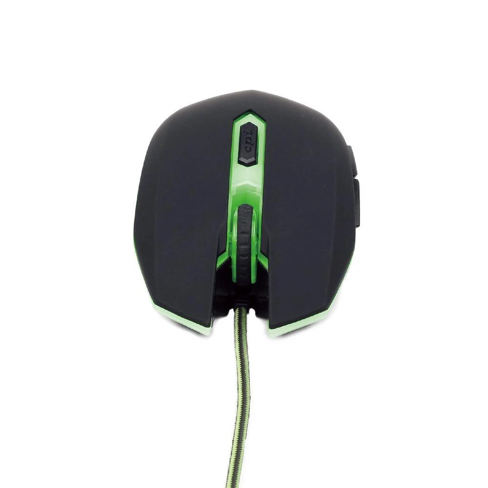 GEMBIRD MUSG-001-G Gembird žaidimų optinė pelė 2400 DPI, 6 mygtukų, USB, juodas su žalias apšvietimu