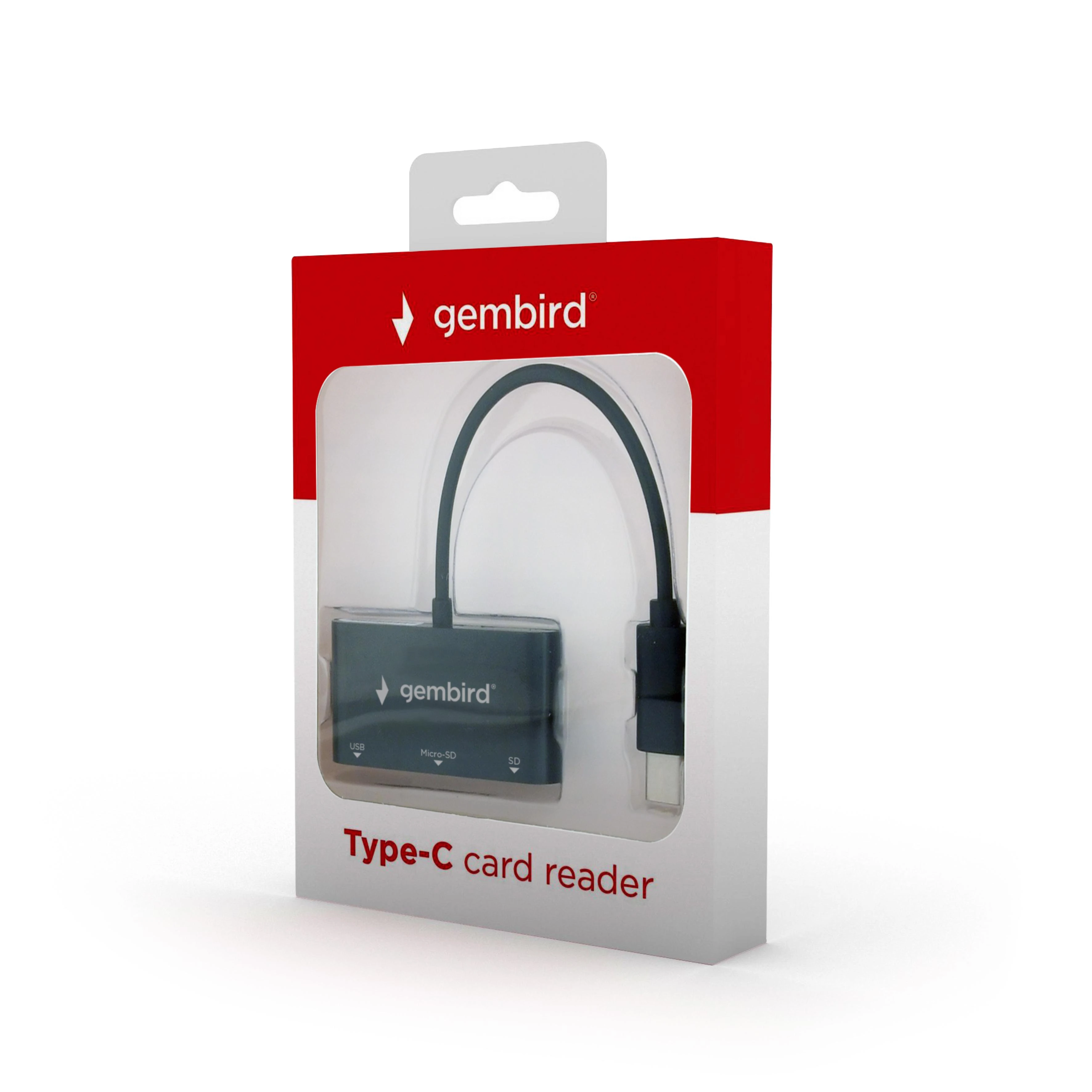 Gembird USB-C kortelių skaitytuvas pakuotėje