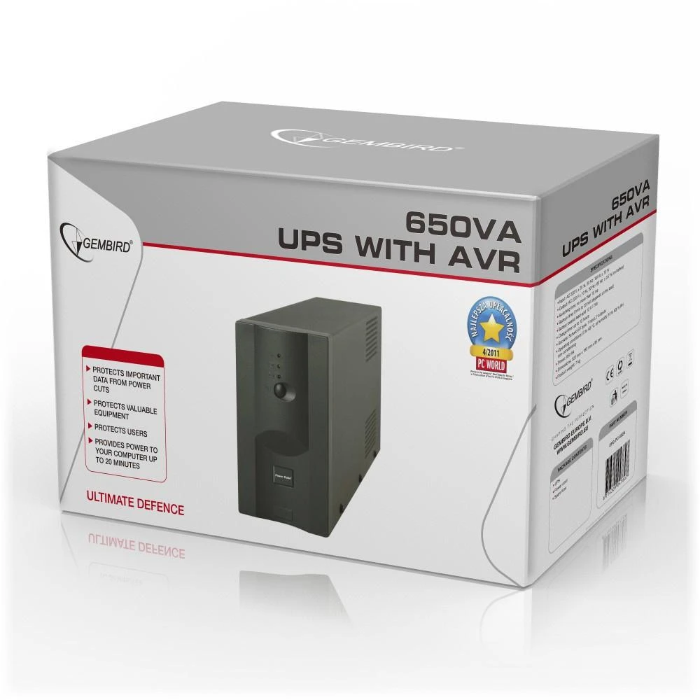 Gembird „EnerGenie“ | Nepertraukiamo maitinimo šaltinis (UPS) UPS-PC-652A su AVR | 650 VA | 220 V | 220 V