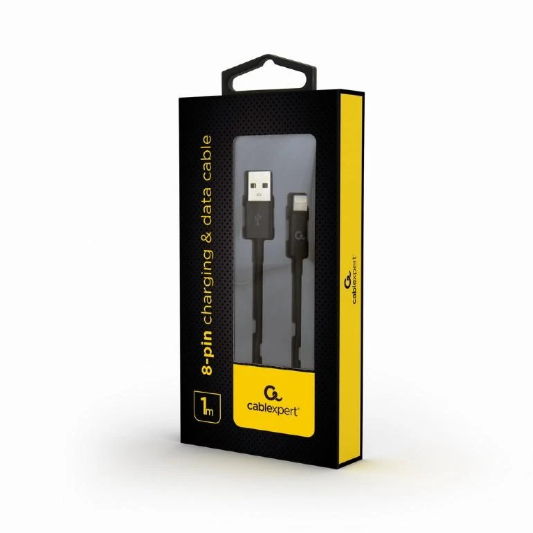 GEMBIRD CC-USB2P-AMLM-1M Gembird 8 kontaktų įkrovimo ir duomenų kabelis, 1 m, juodas
