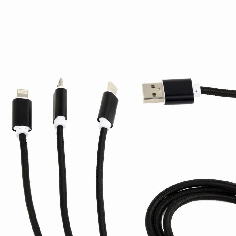 GEMBIRD CC-USB2-AM31-1M Gembird USB įkrovimo kombinuotas 3 viename laidas, juodas, 1m