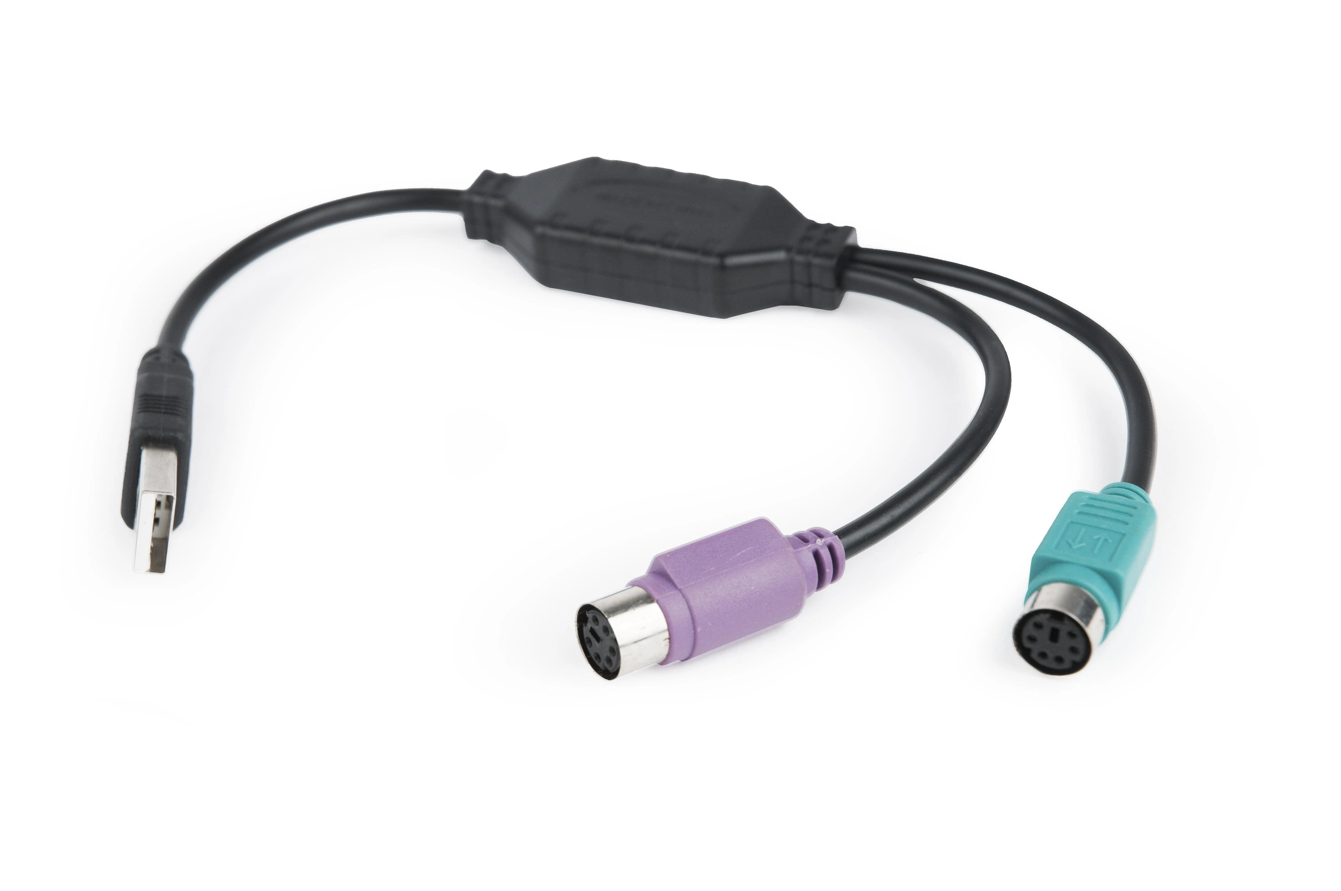 GEMBIRD UAPS12-BK Gembird USB į 2 jungtys PS/2 keitiklis USB A kištukas/2 x MDIN 6F 30cm laidas juodas