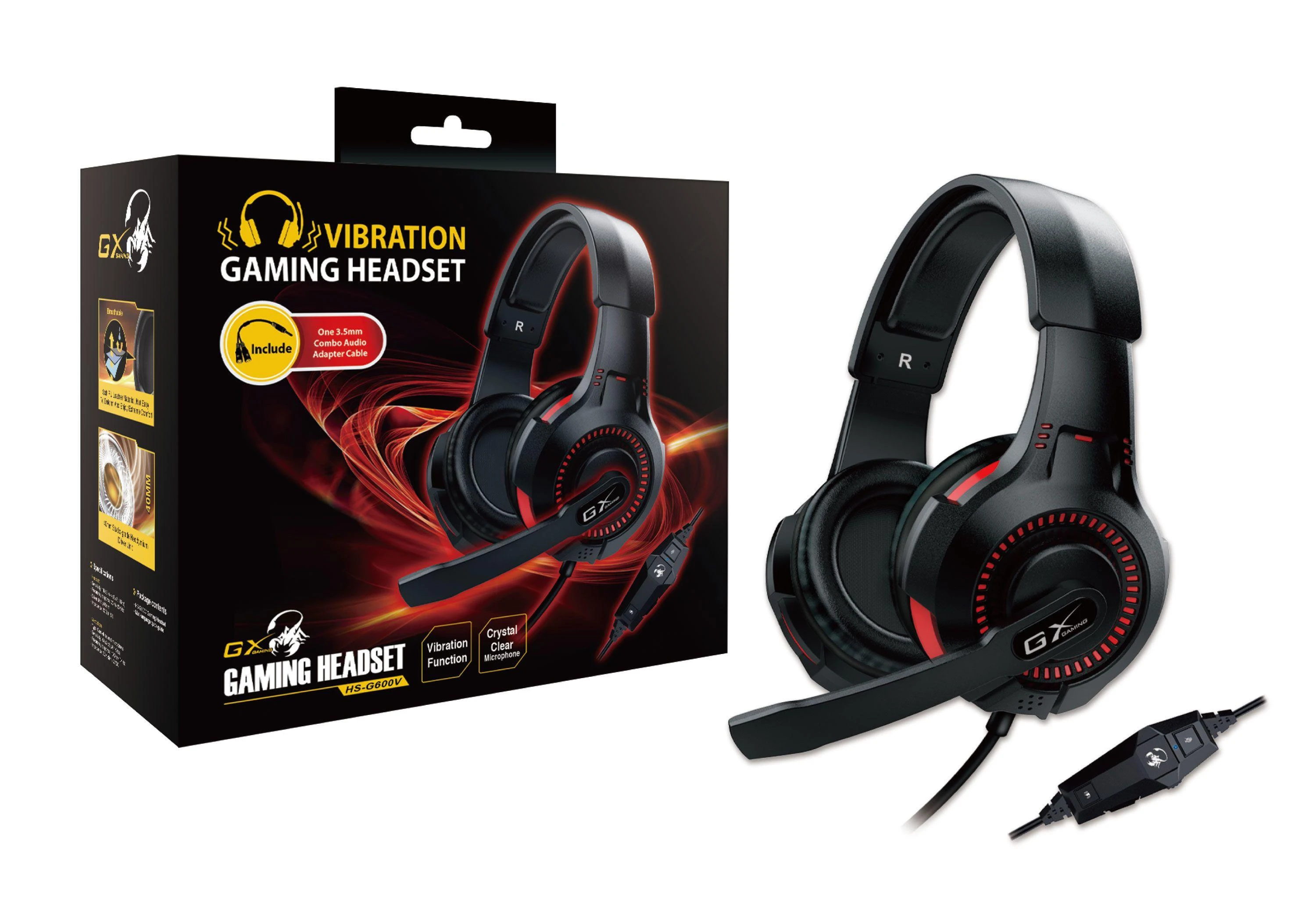 Genius HS-G600V žaidimų ausinės su pulteliu