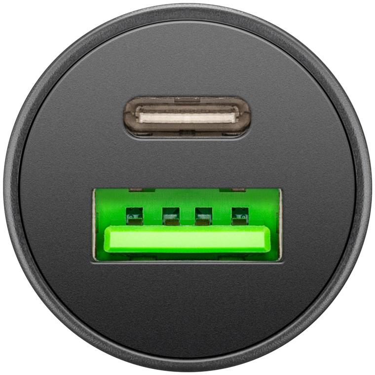 Goobay dvigubas USB automobilinis greitas įkroviklis USB-C™ PD (maitinimas)