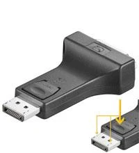 Juodas DisplayPort į DVI adapteris su fiksavimo mechanizmu