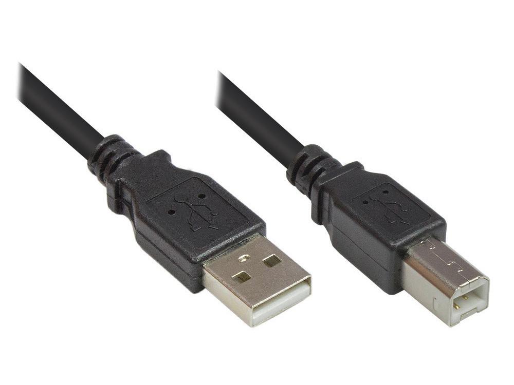 Kabelis USB Alcasa USB-A - USB-B 0.5 m Juodas (2510-05OFS)