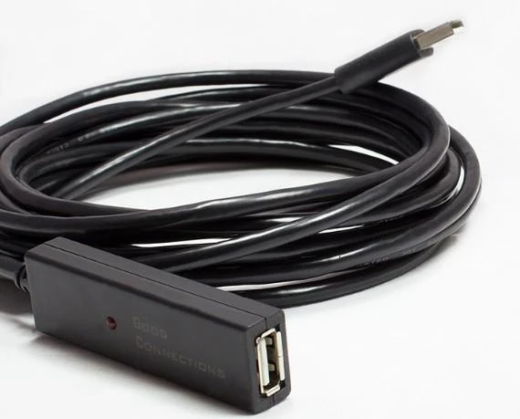 Kabelis USB Alcasa USB-A - USB-A 20 m Juodas (GC-M0134)