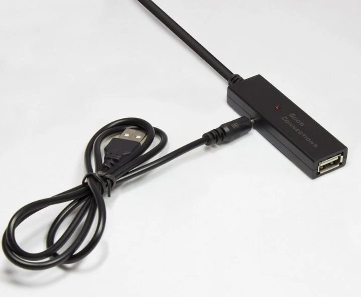 Kabelis USB Alcasa USB-A - USB-A 20 m Juodas (GC-M0134)
