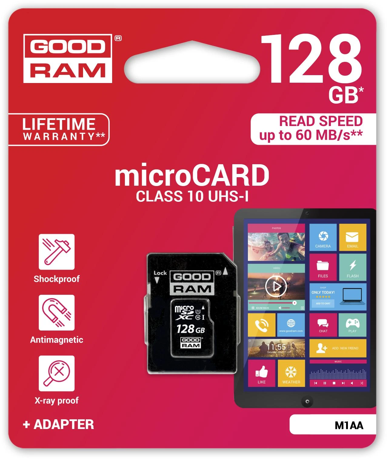 Goodram 128GB atminties kortelė su SD adapteriu pakuotėje