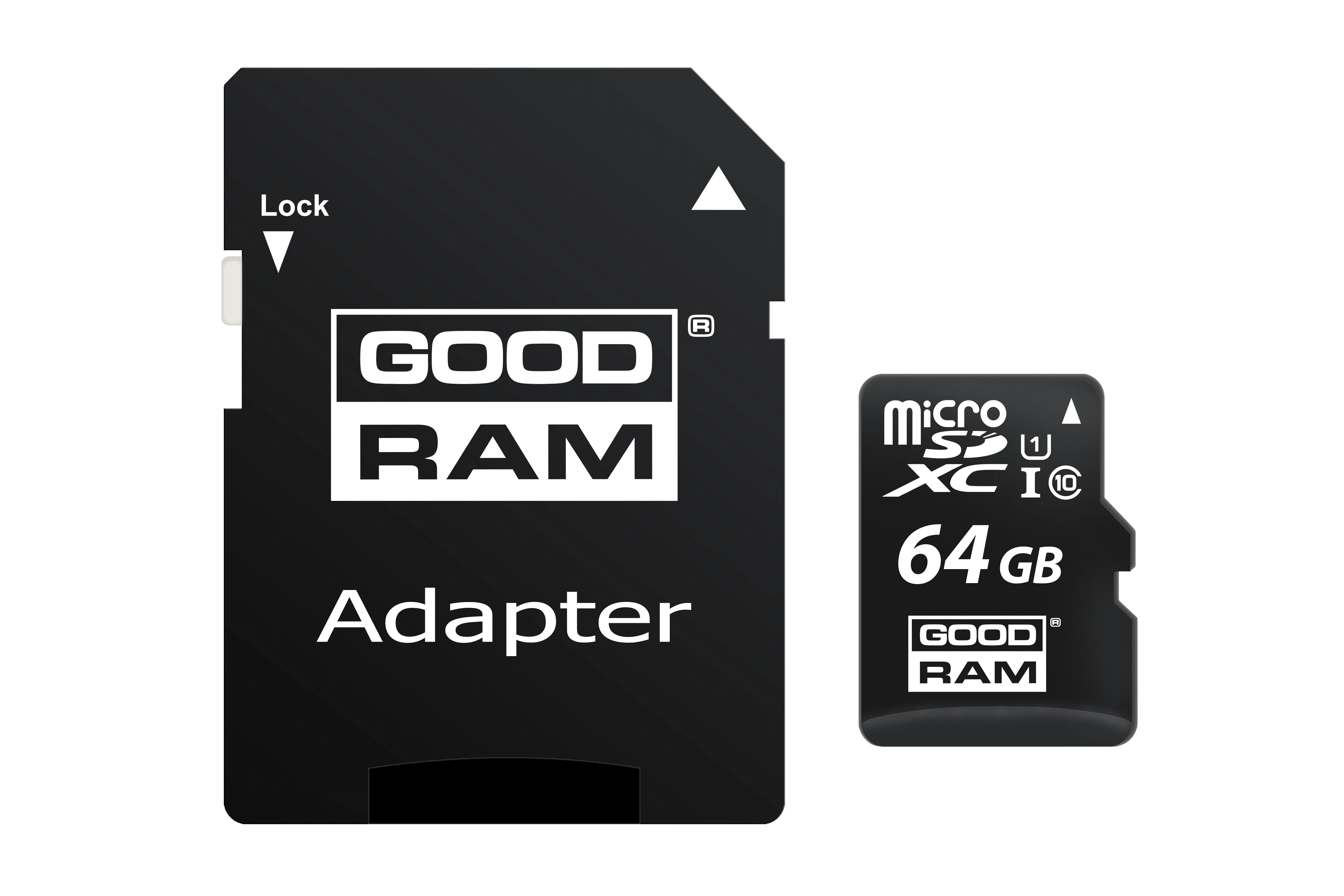 GoodRam Atminties kortelė Micro SDHC class 10 UHS I 64GB + adapteris