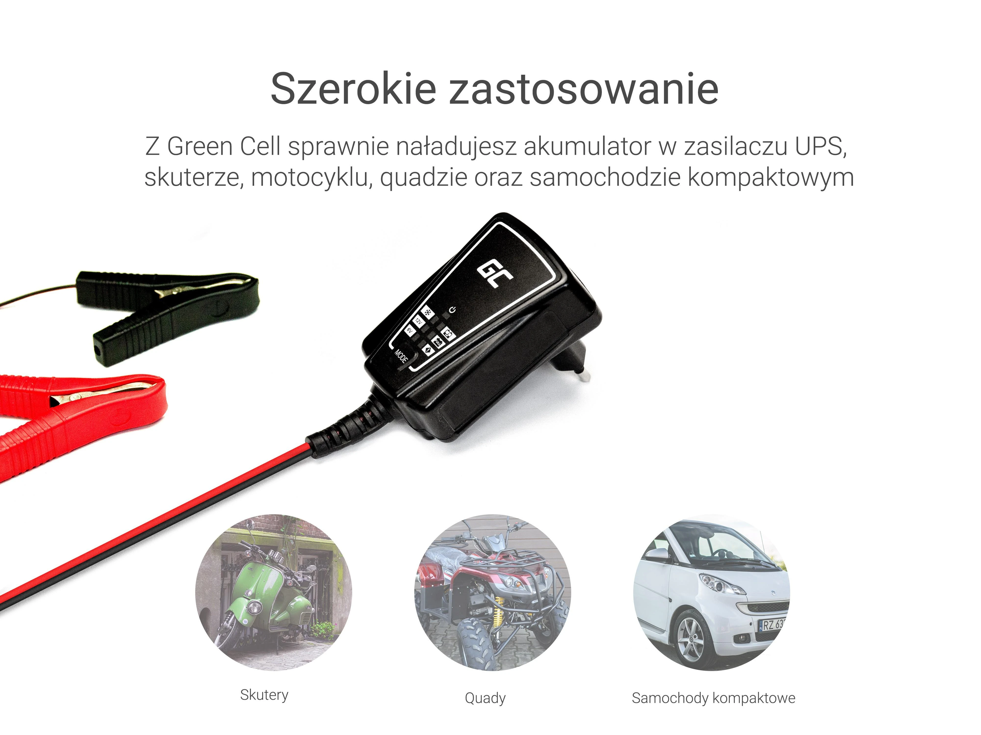 Green Cell Žalias Cell GREENCELL ACAGM06 automatinė Ladowarka, Prostownik Žalias Cell do akumulatorow 6V / 12V (1A)