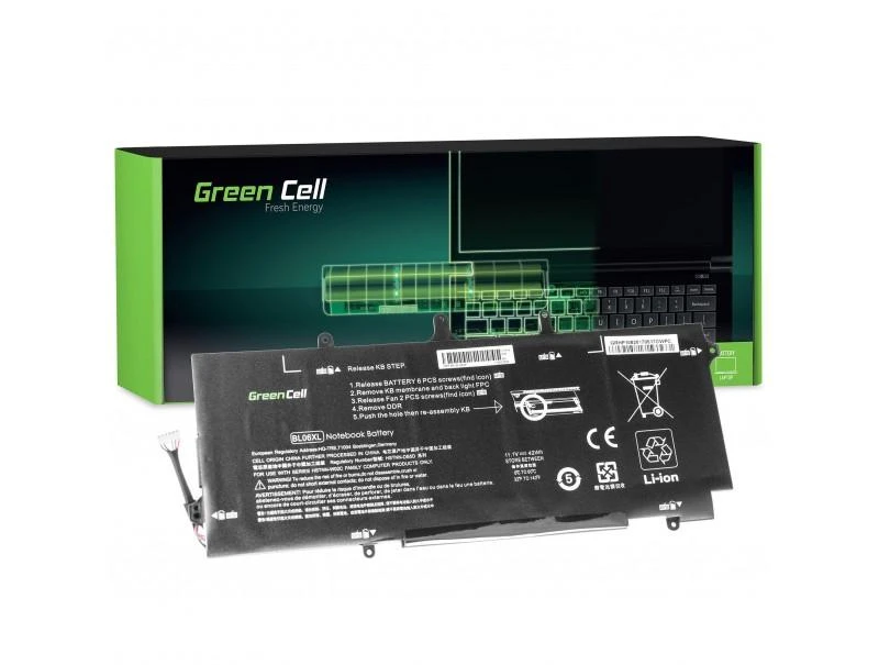 GREENCELL HP108 Baterija Žalias Cell BL06XL HSTNN-DB5D 722297-001 722236-2C1, skirta HP EliteBook Foli