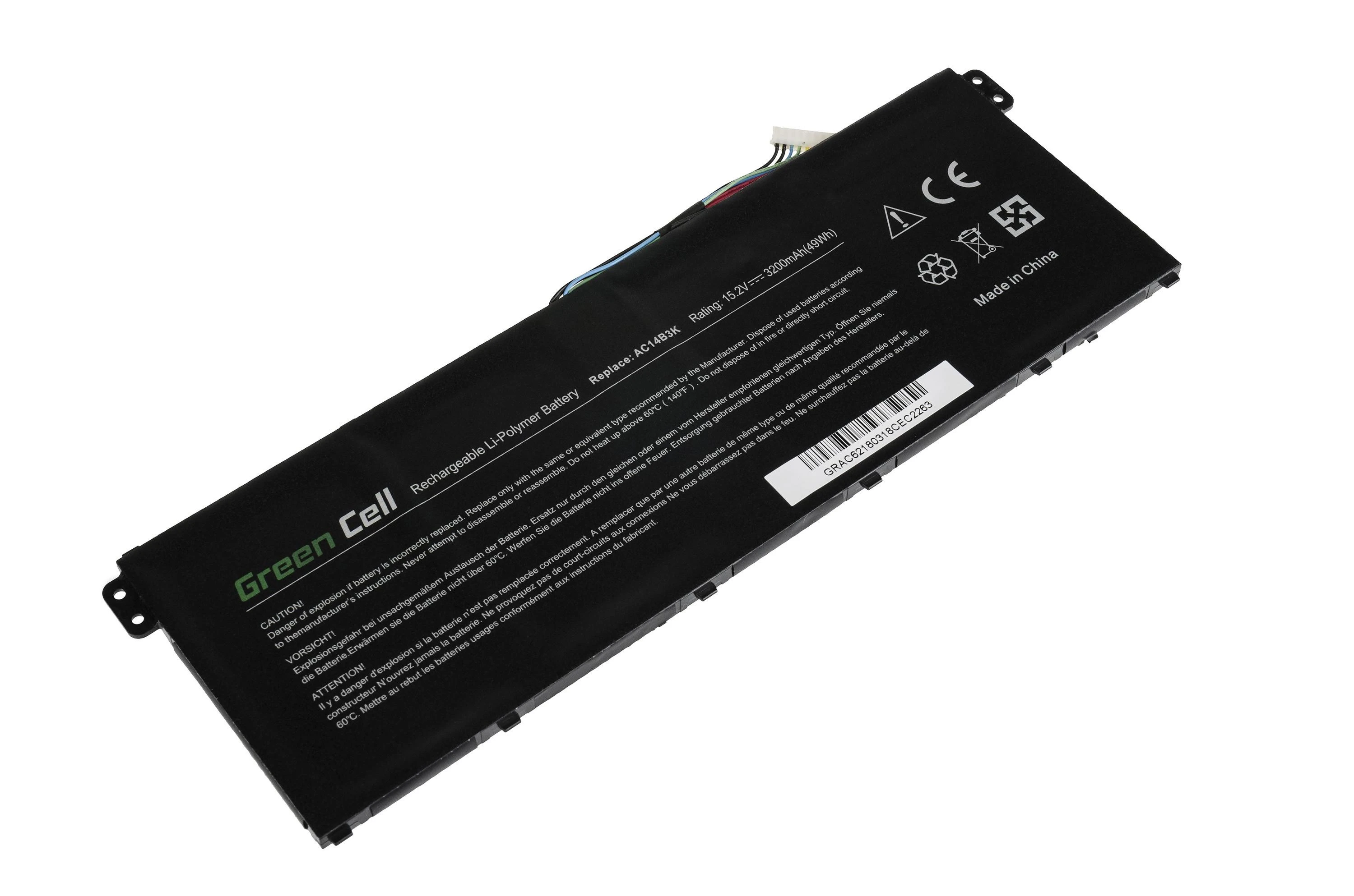 Green Cell Žalias Cell GREENCELL AC62 Bateria Žalias Cell AC14B3K AC14B8K do Acer Aspire 5 A515 A517 E15 ES1-512 ES1-53