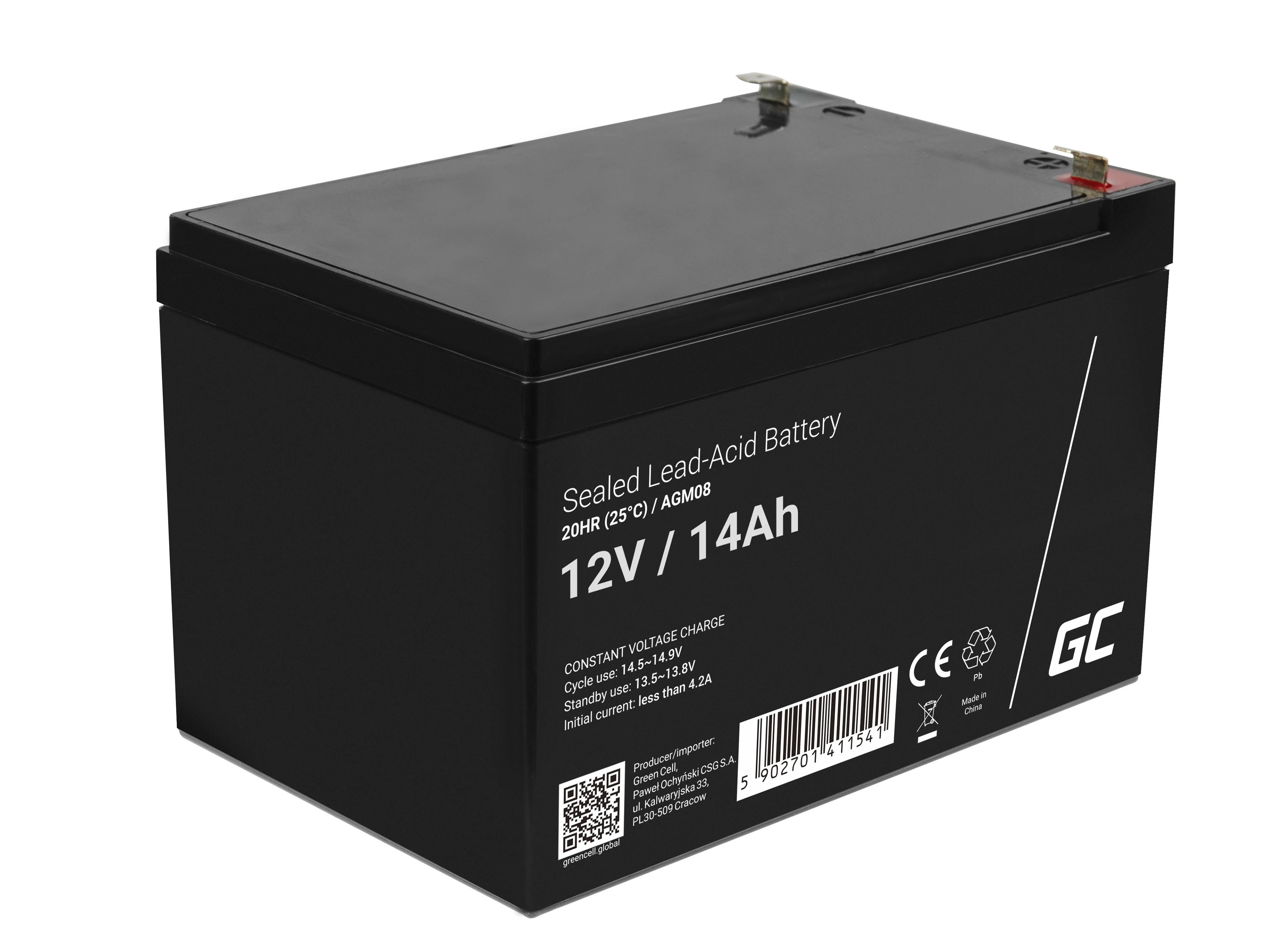 Green Cell Žalias Cell® AGM 12V 14Ah VRLA akumuliatoriaus (AGM08)