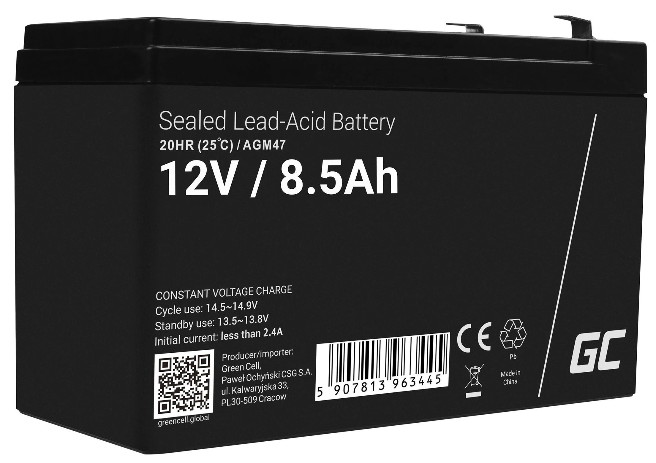 Green Cell Žalias Cell Žalias CELL Baterija AGM VRLA 12V 8.5Ah