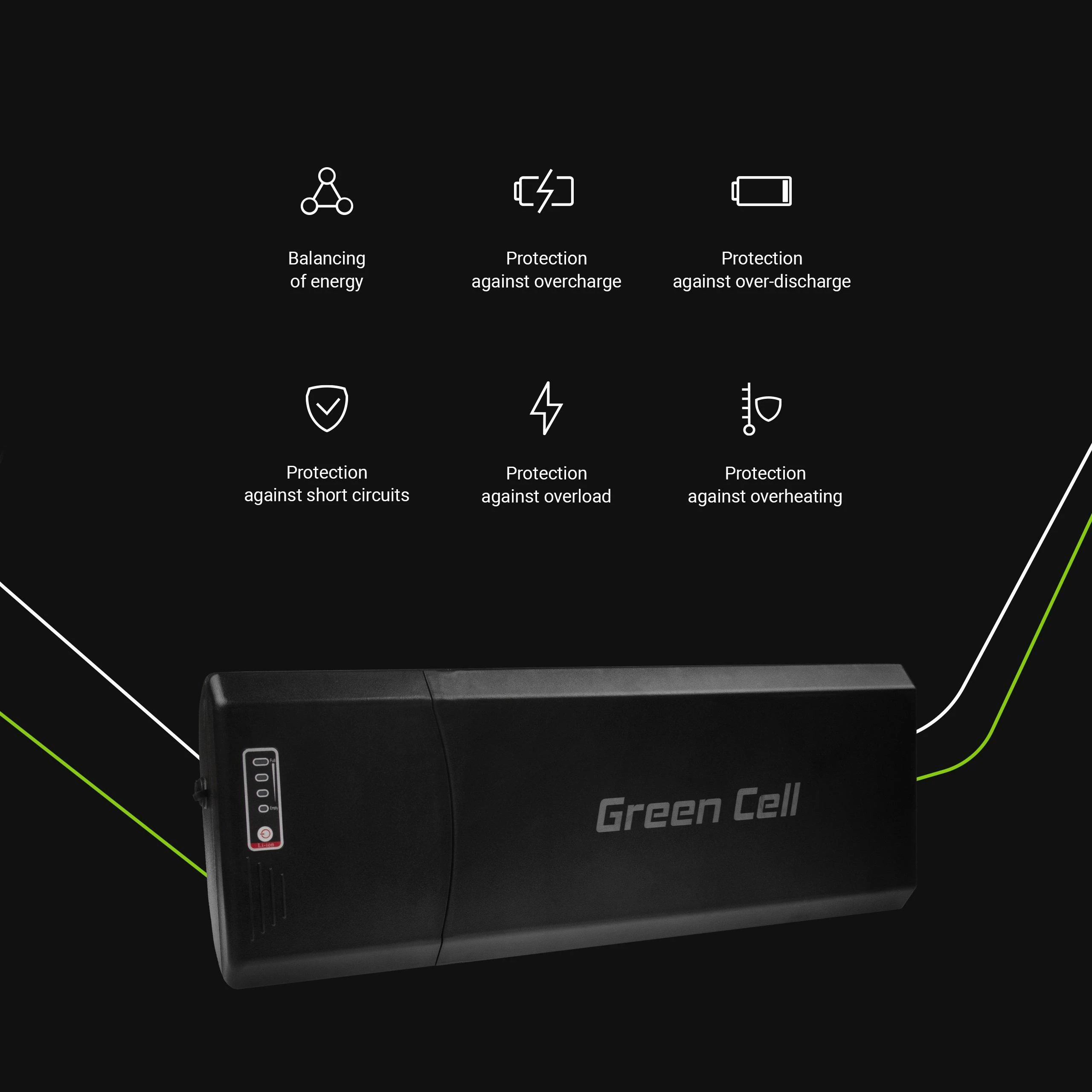 Green Cell „Žalias Cell“ Žalias „Cell“ baterija 13Ah (312Wh) elektriniams dviračiams