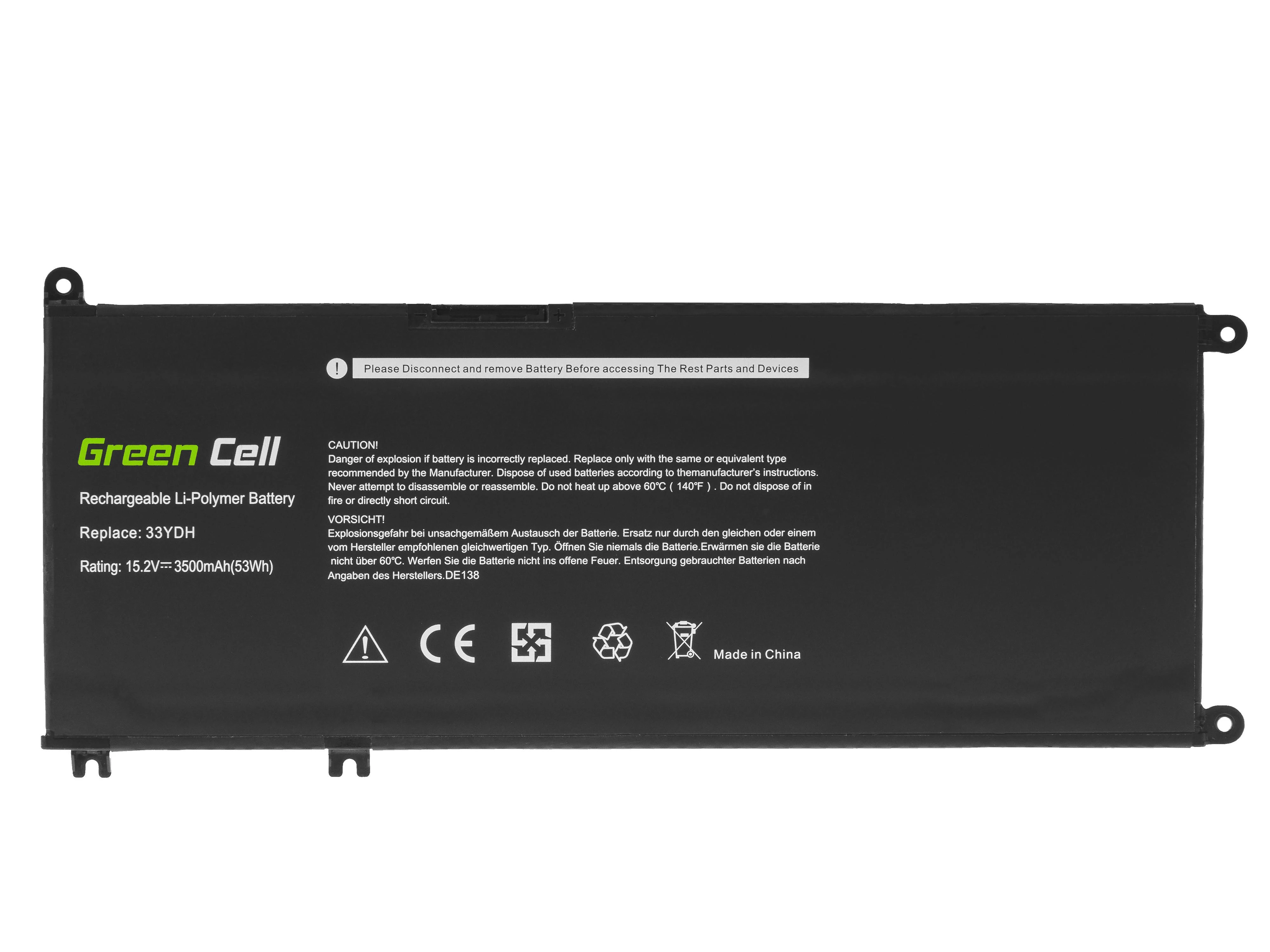 Green Cell Žalias Cell GREENCELL DE138 Bateria Žalias Cell 33YDH do Dell Inspiron G3 3579 3779 G5 5587 G7 7588 7577 7773