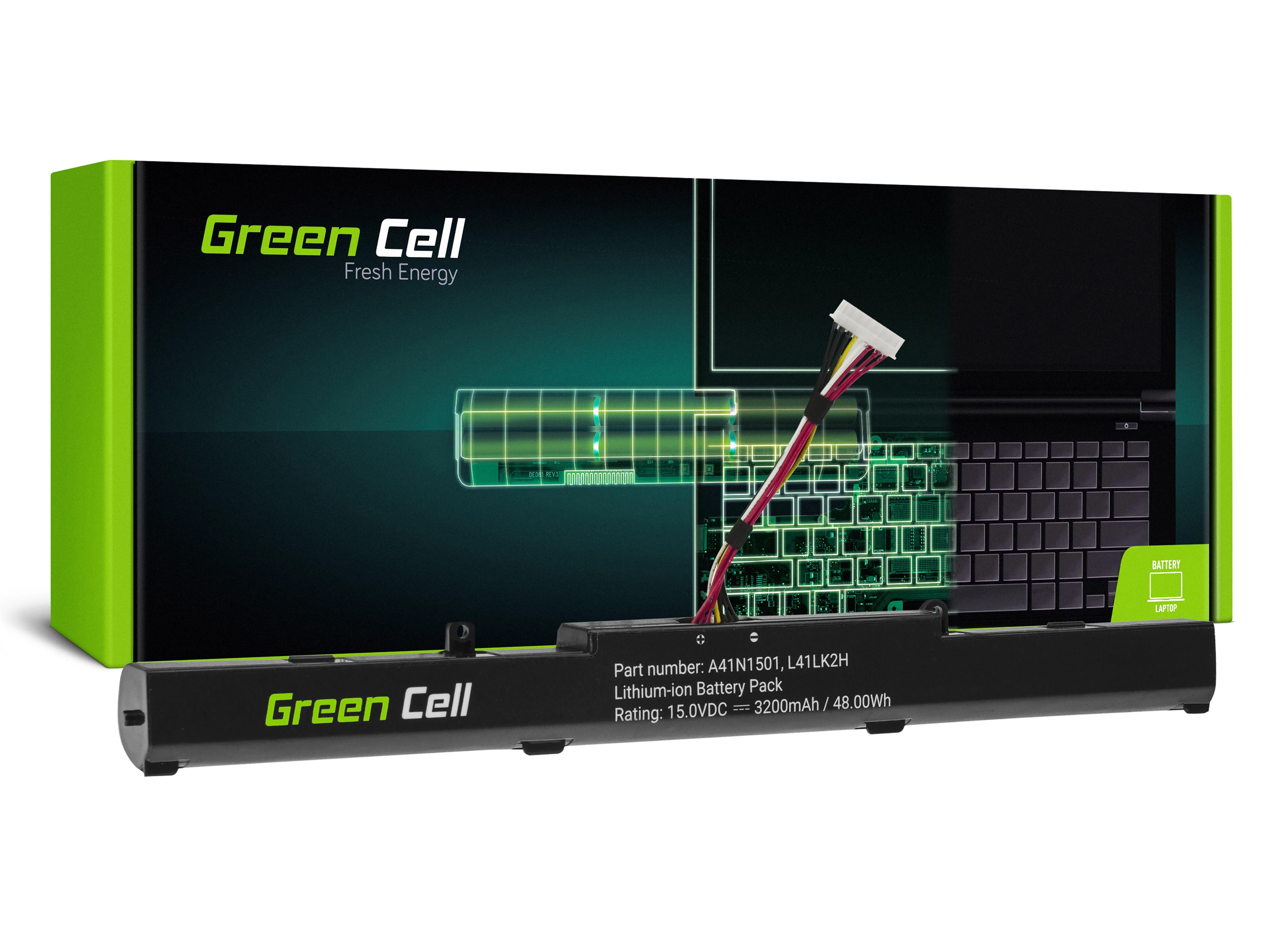 GREENCELL baterija, skirta Asus A41N1501 15V 3200 mAh