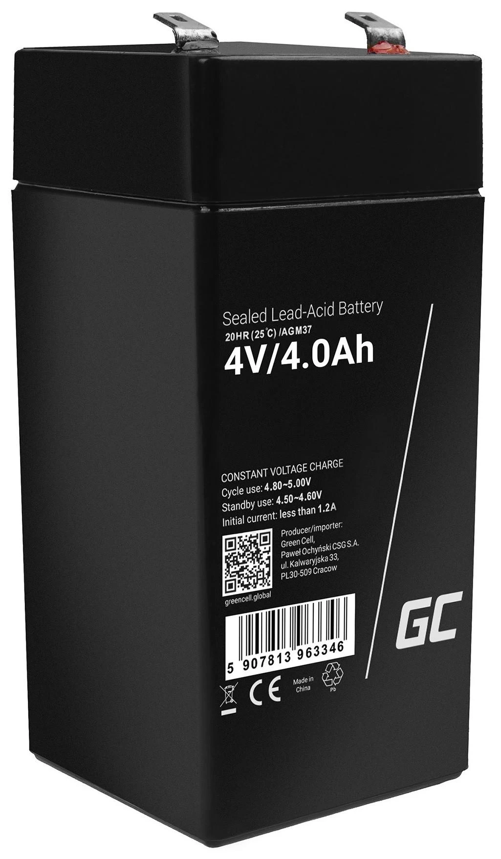 Green Cell Žalias Cell Žalias Cell AGM VRLA akumuliatorius 4V 4.5Ah