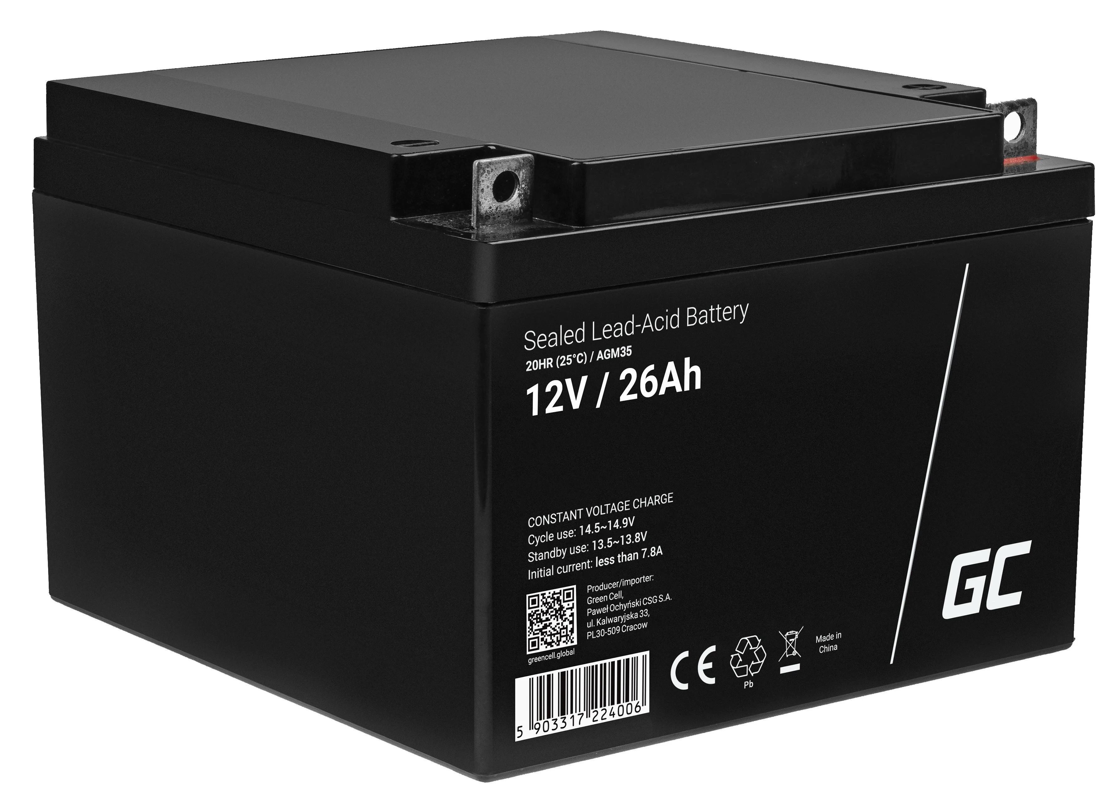 Green Cell Žalias Cell Žalias Cell ® akumuliatorius AGM VRLA 12V 26Ah