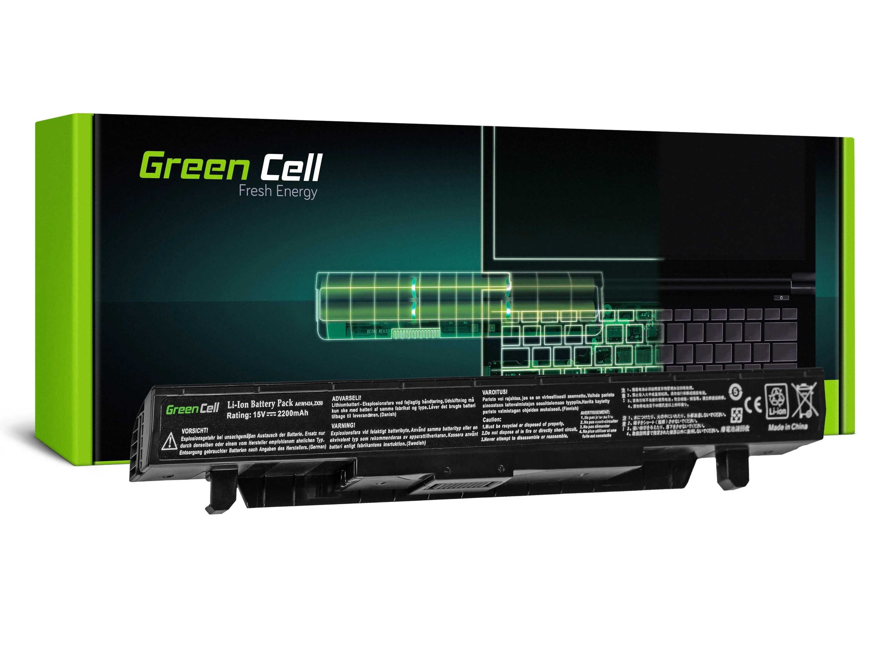 Žalias Cell Baterija Žalias Cell A41N1424 Asus GL552 GL552J GL552JX GL552V GL552VW GL552VX ZX