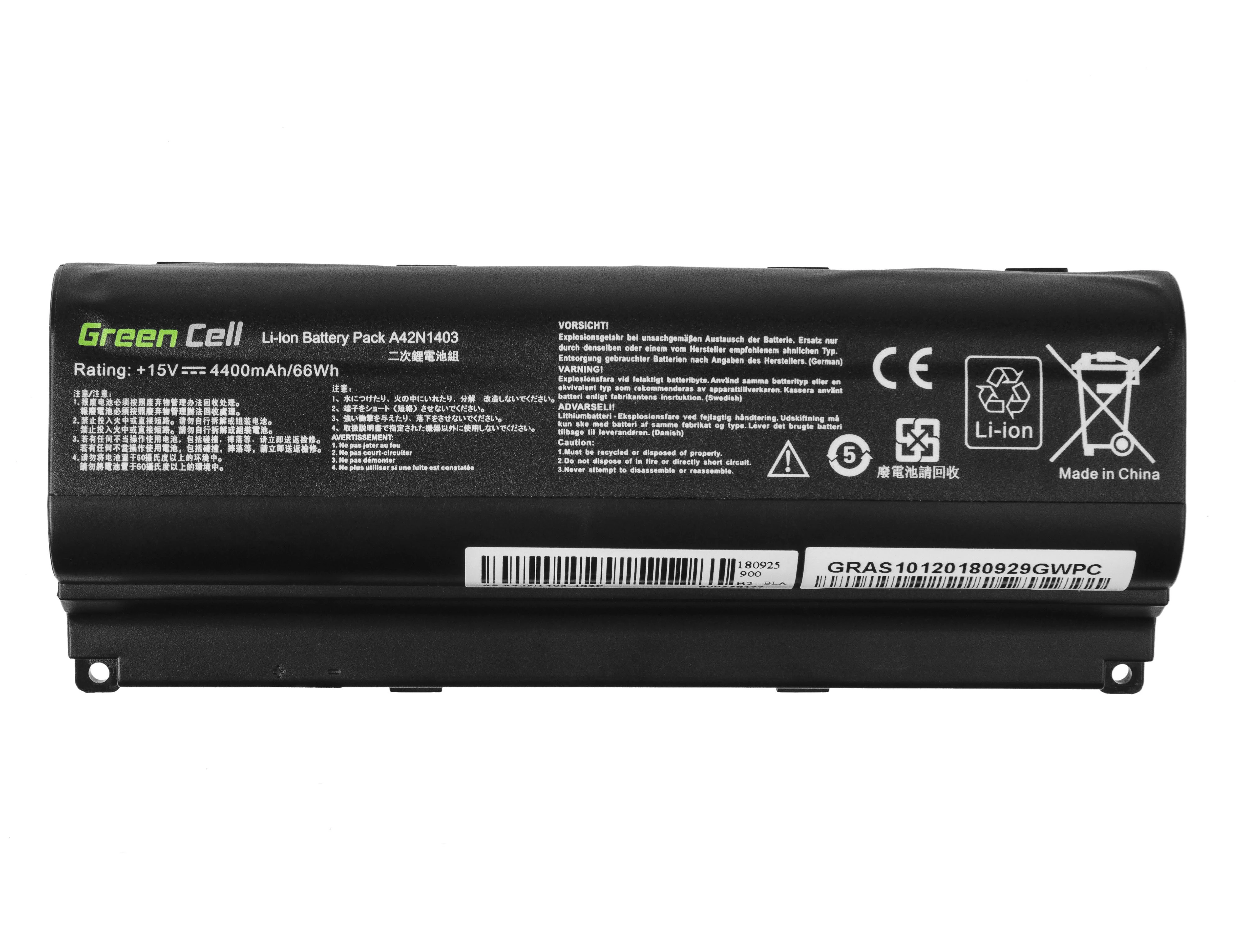 Žalias Cell Žalias Cell baterija, skirta Asus ROG G751 G751J / 15V 4400mAh