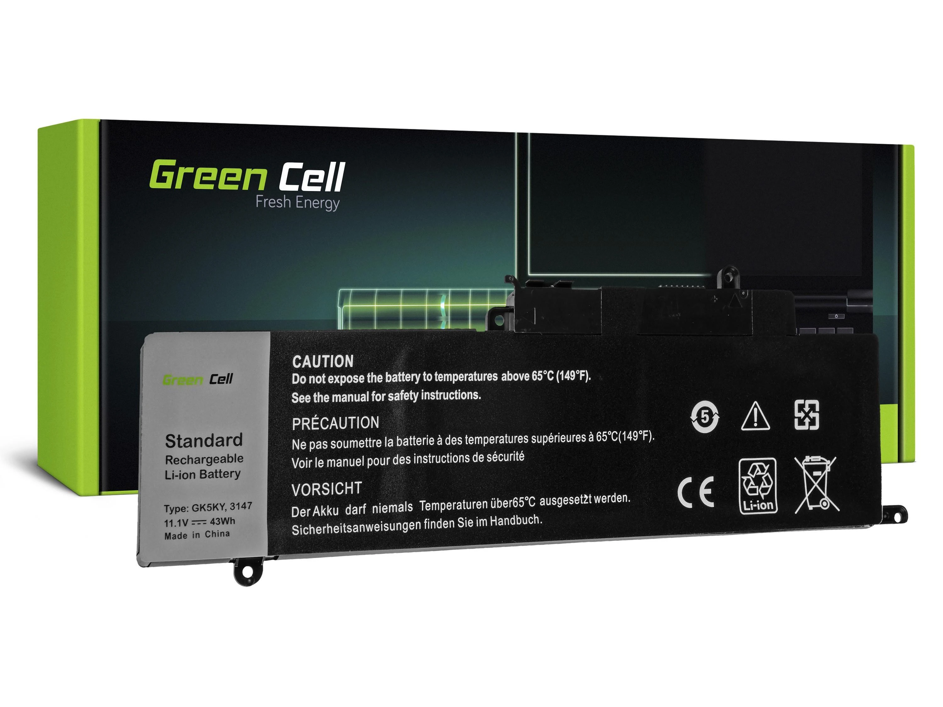 Green Cell Žalias Cell GREENCELL DE82 Baterija Žalias Cell GK5KY skirta Dell Inspiron 11 3147 3148 3152 3153 3157 3158 13 7