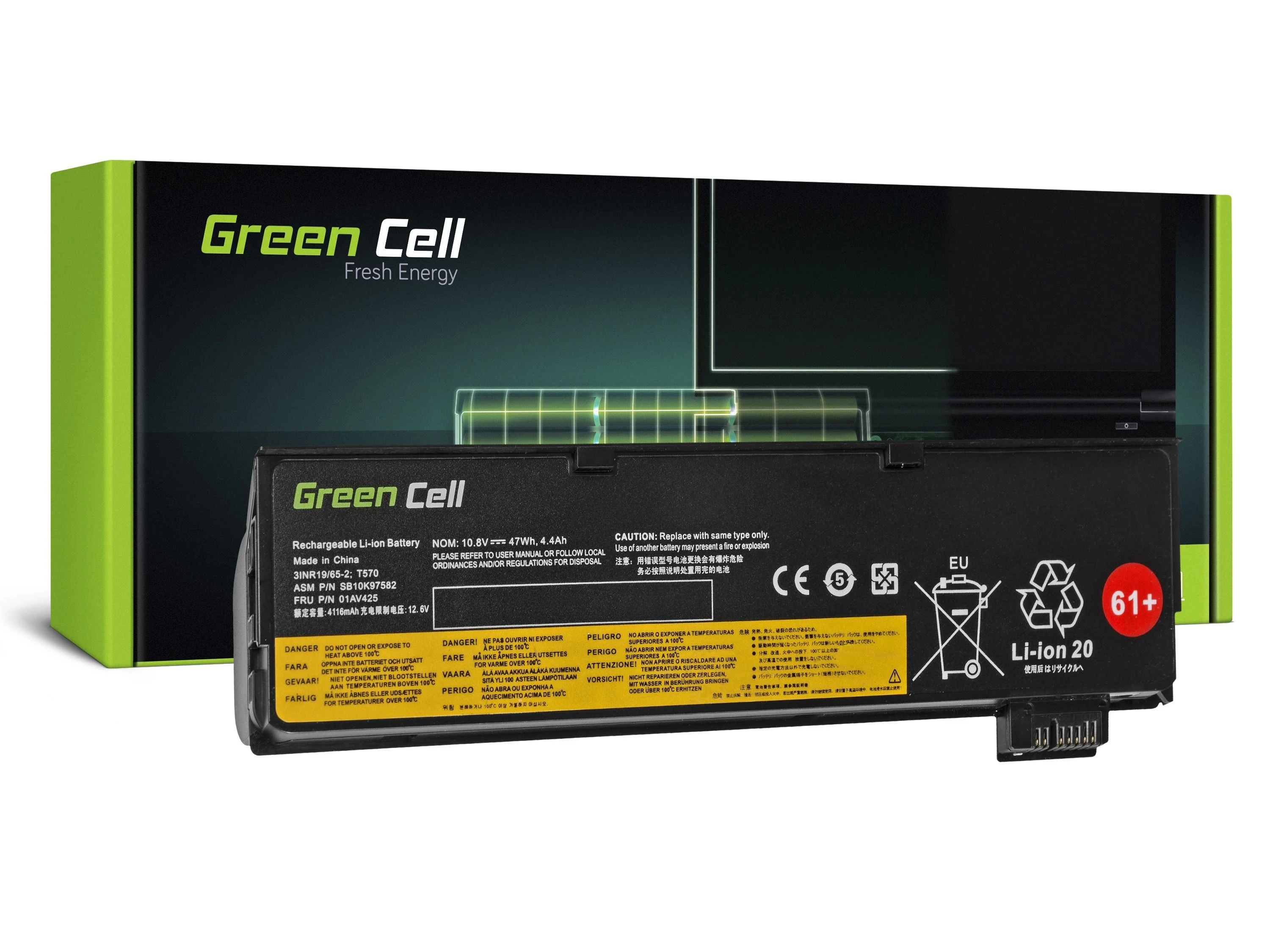 GREENCELL LE95 Baterija Žalias Cell, skirta Lenovo ThinkPad T470 T570 A475 P51S T25