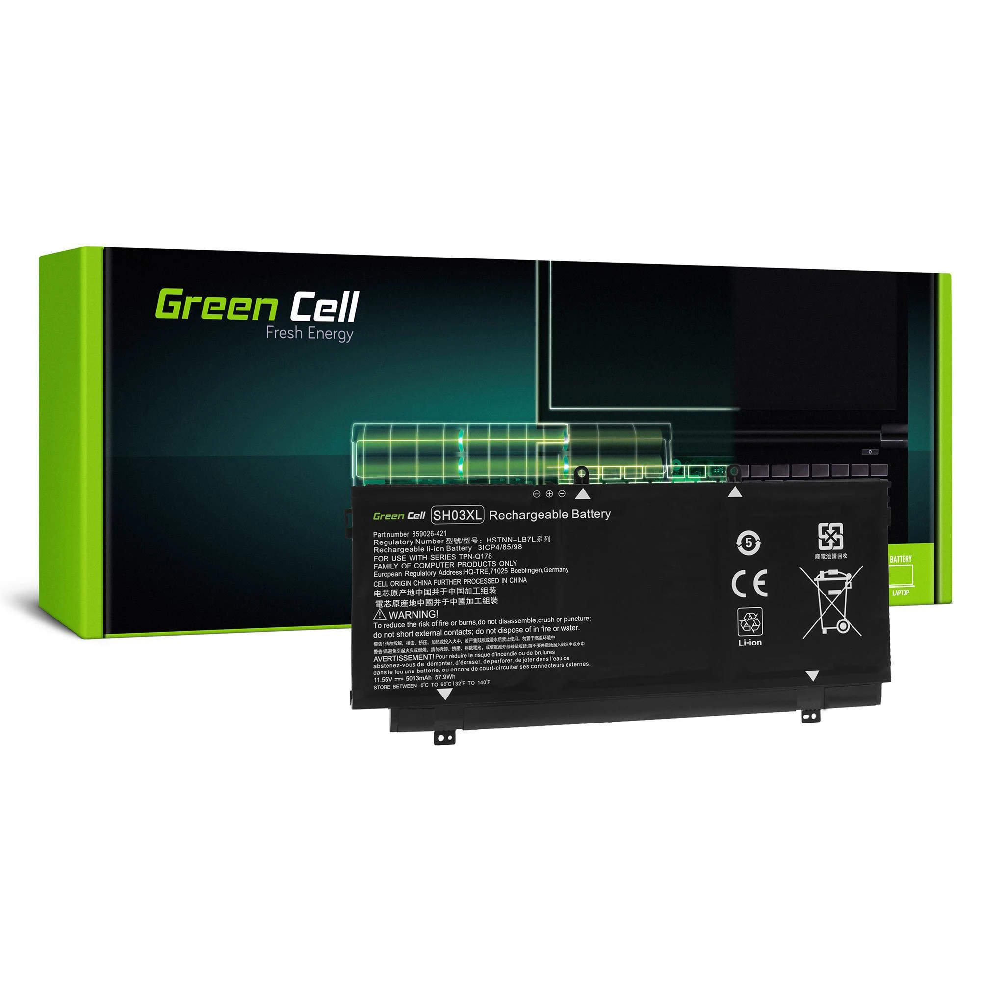 Green Cell Žalias Cell GREENCELL Baterija, skirta HP SH03-3S1P 11.55V 57.9Wh