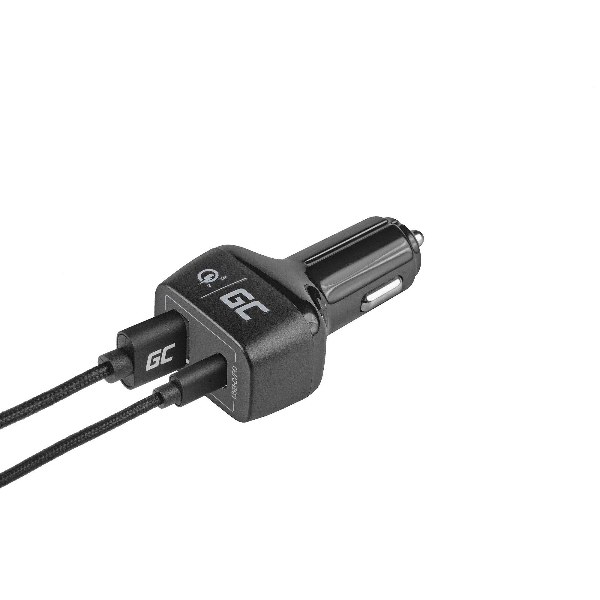 Green Cell Žalias Cell GREENCELL CAD33 automobilinis įkroviklis Žalias Cell USB-C maitinimo tiekimas + USB greitas įkrovimas 3.0