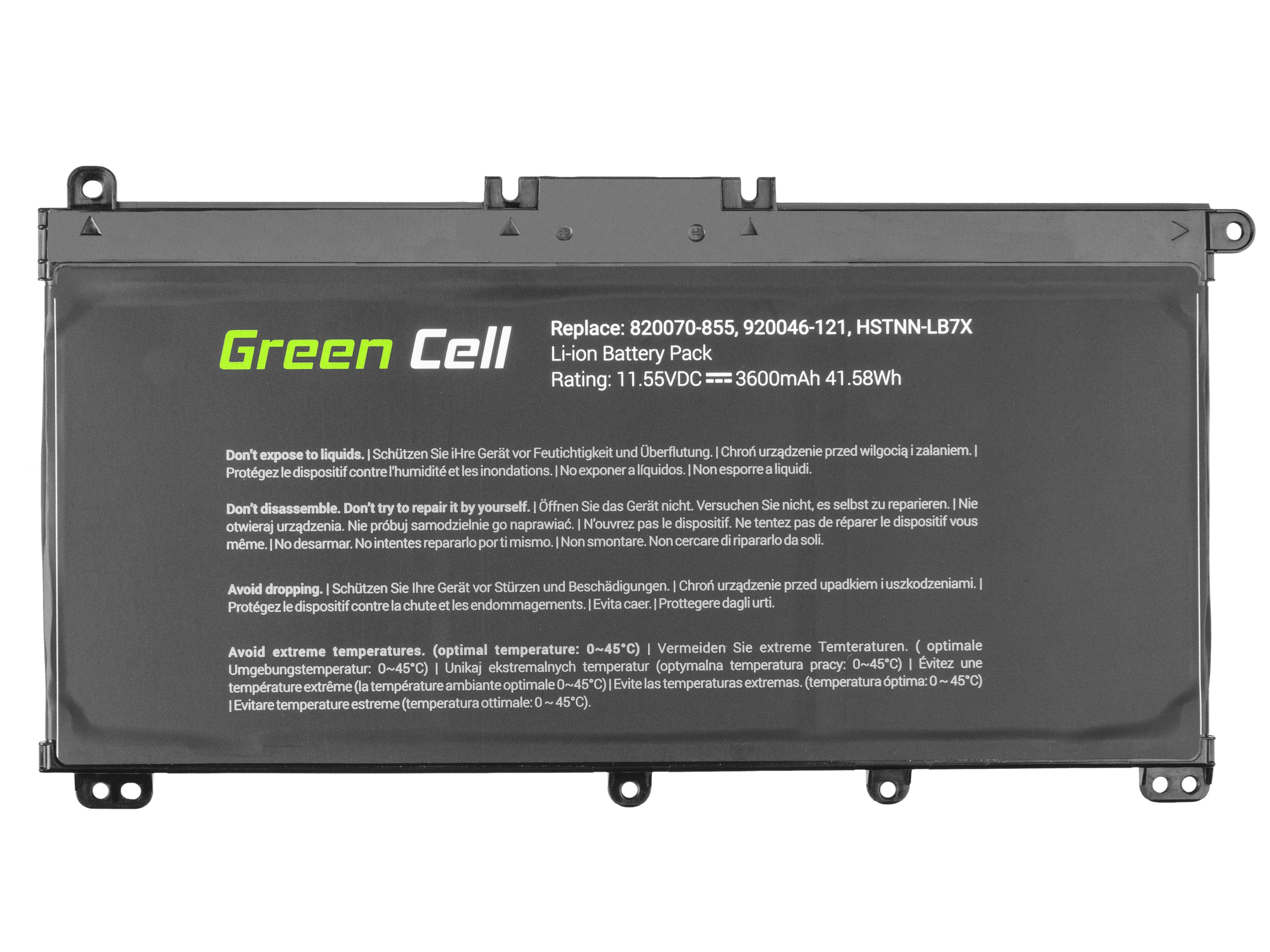 Green Cell Žalias Cell GREENCELL HP145 Žalias Cell Bateria do HP Pavilion 14 15 15T 15Z 17 17Z / 11,55 V 3600 mAh