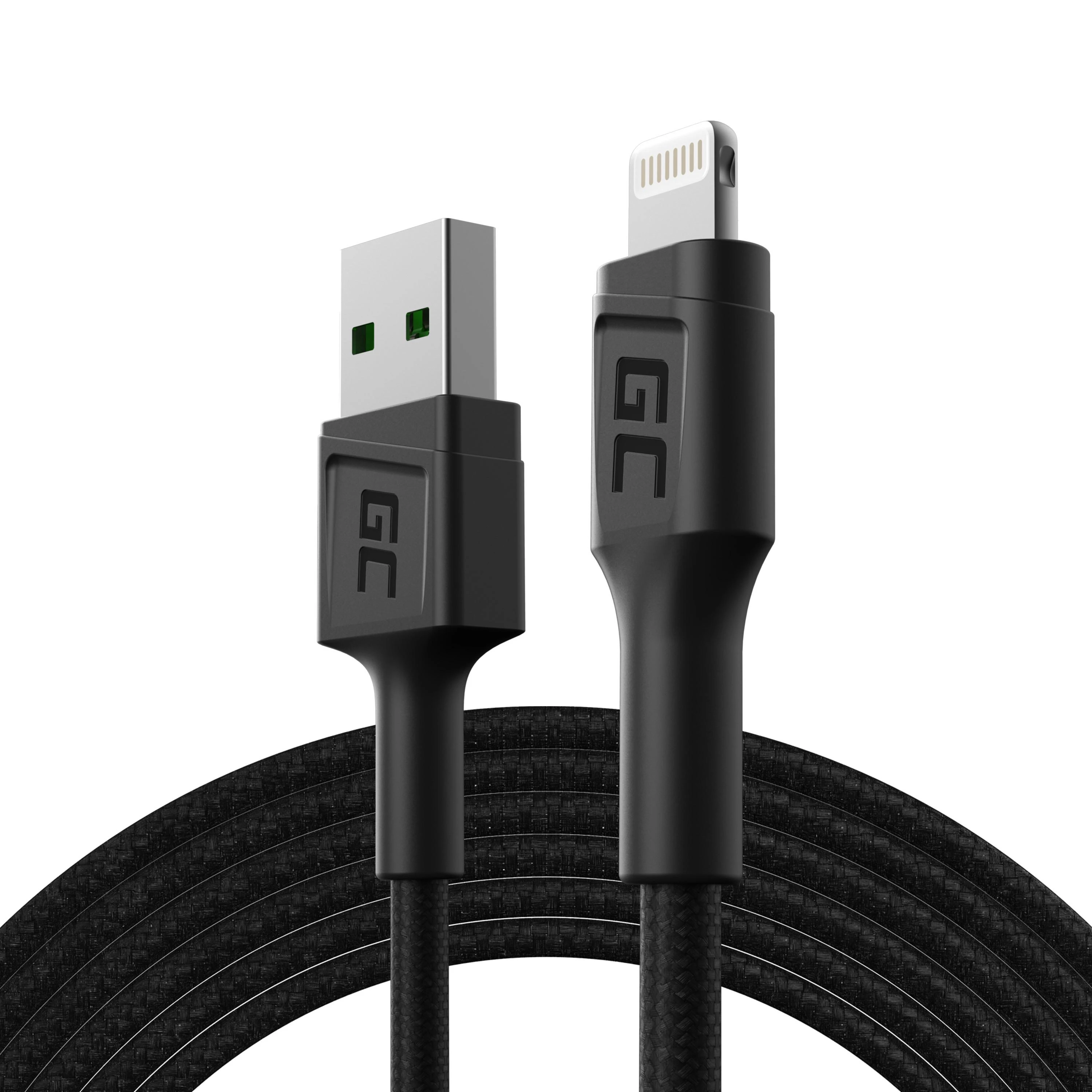 Green Cell Žalias Cell GREENCELL laidas GC PowerStream USB-A – Lightning 200cm Apple 2.4A