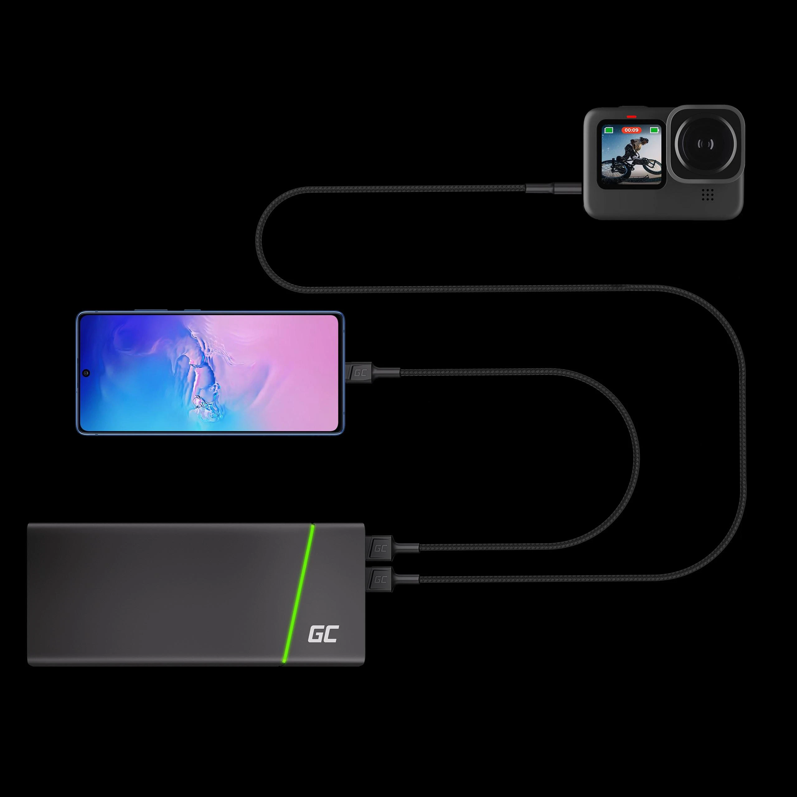 Green Cell Žalias Cell GREENCELL kabelis GC PowerStream USB-A – USB-C 200cm Ultra Charge QC 3.0
