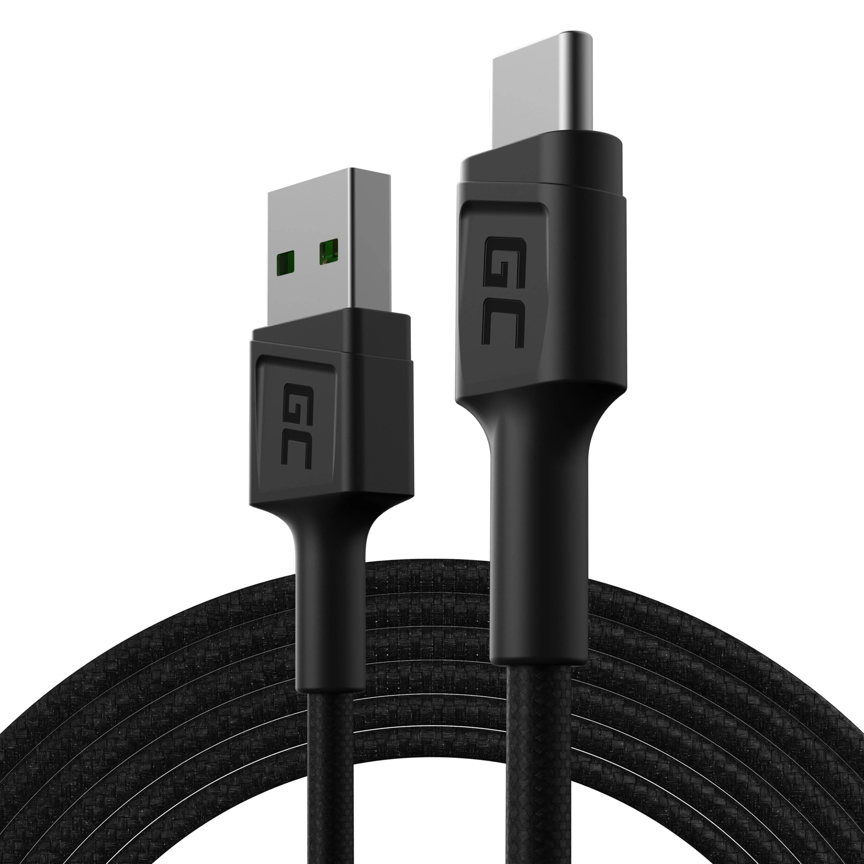 Green Cell Žalias Cell GREENCELL kabelis GC PowerStream USB-A – USB-C 200cm Ultra Charge QC 3.0