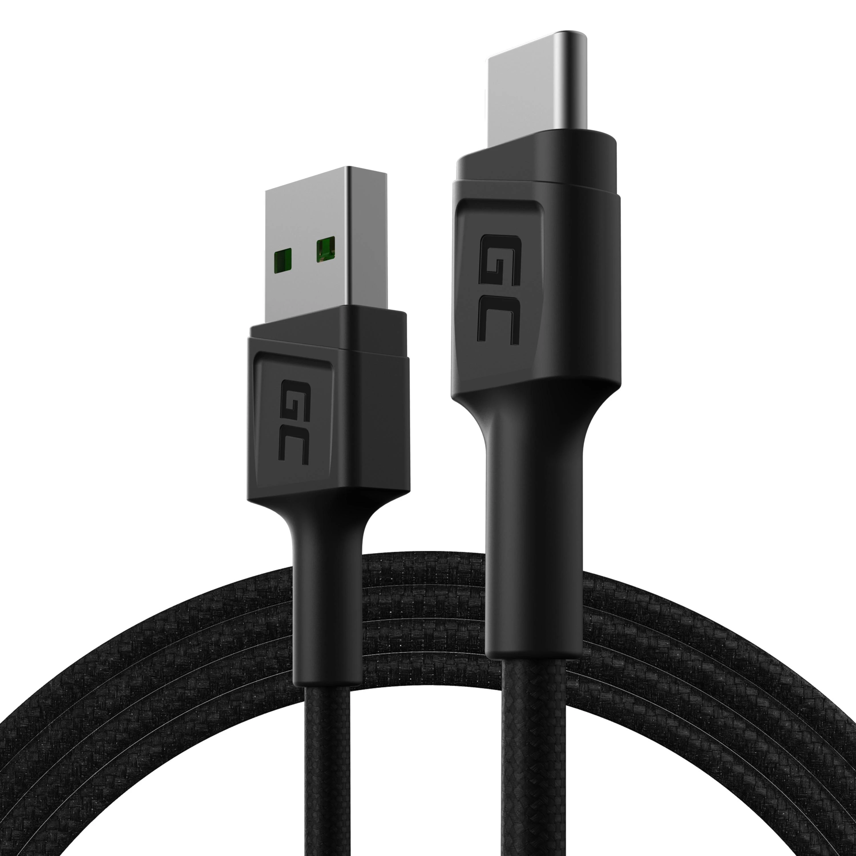 Green Cell Žalias Cell GREENCELL laidas GC PowerStream USB-A – USB-C 120cm Ultra Charge QC 3.0