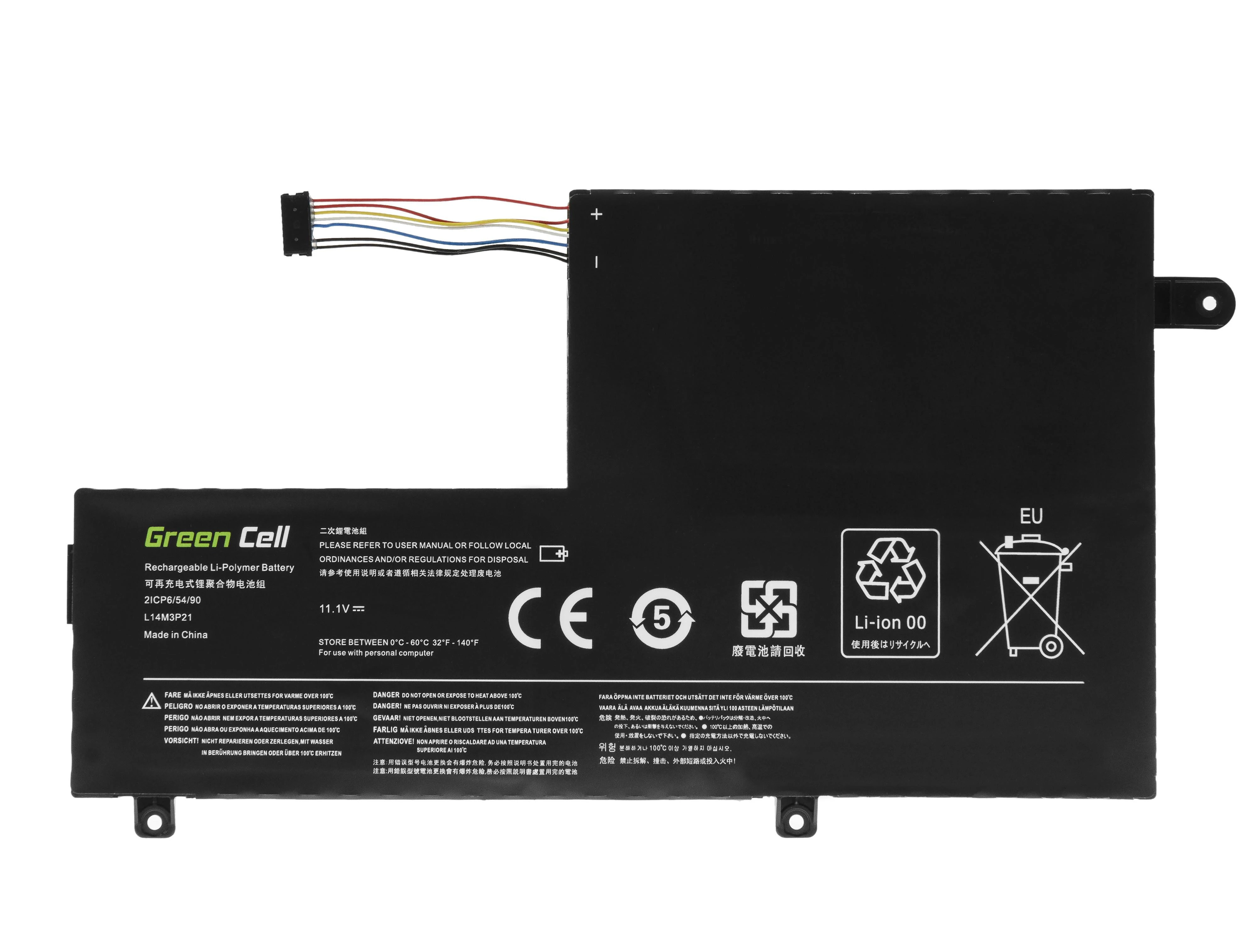 Žalias Cell baterija L14M3P21 skirta Lenovo Yoga 500-14IBD 500-14ISK 500-15IBD 500-15ISK