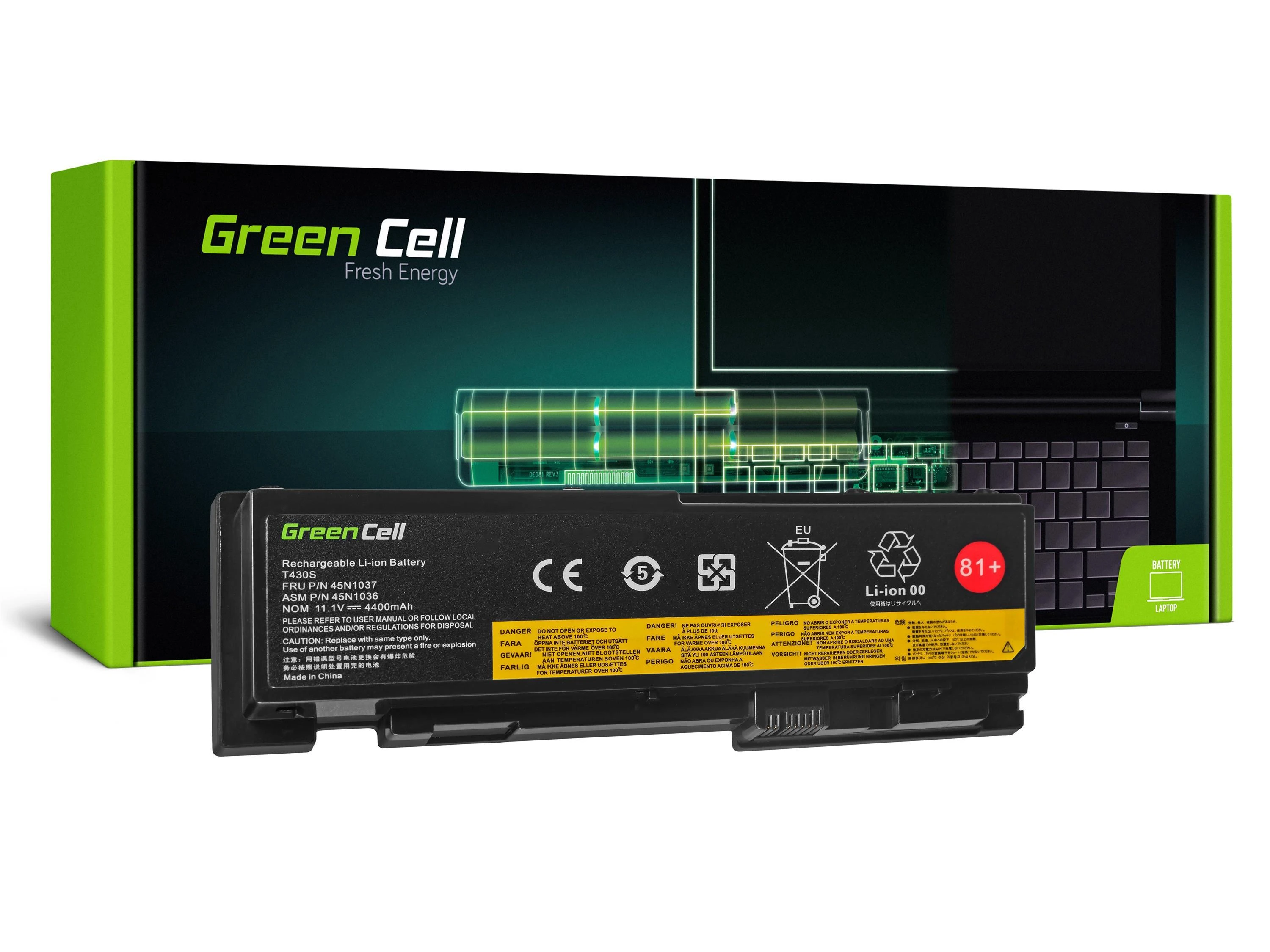 Baterija Green Cell 0A36309 42T4844  skirta Lenovo ThinkPad T420s T420si T430s T430si 2355, 3400 mAh talpa