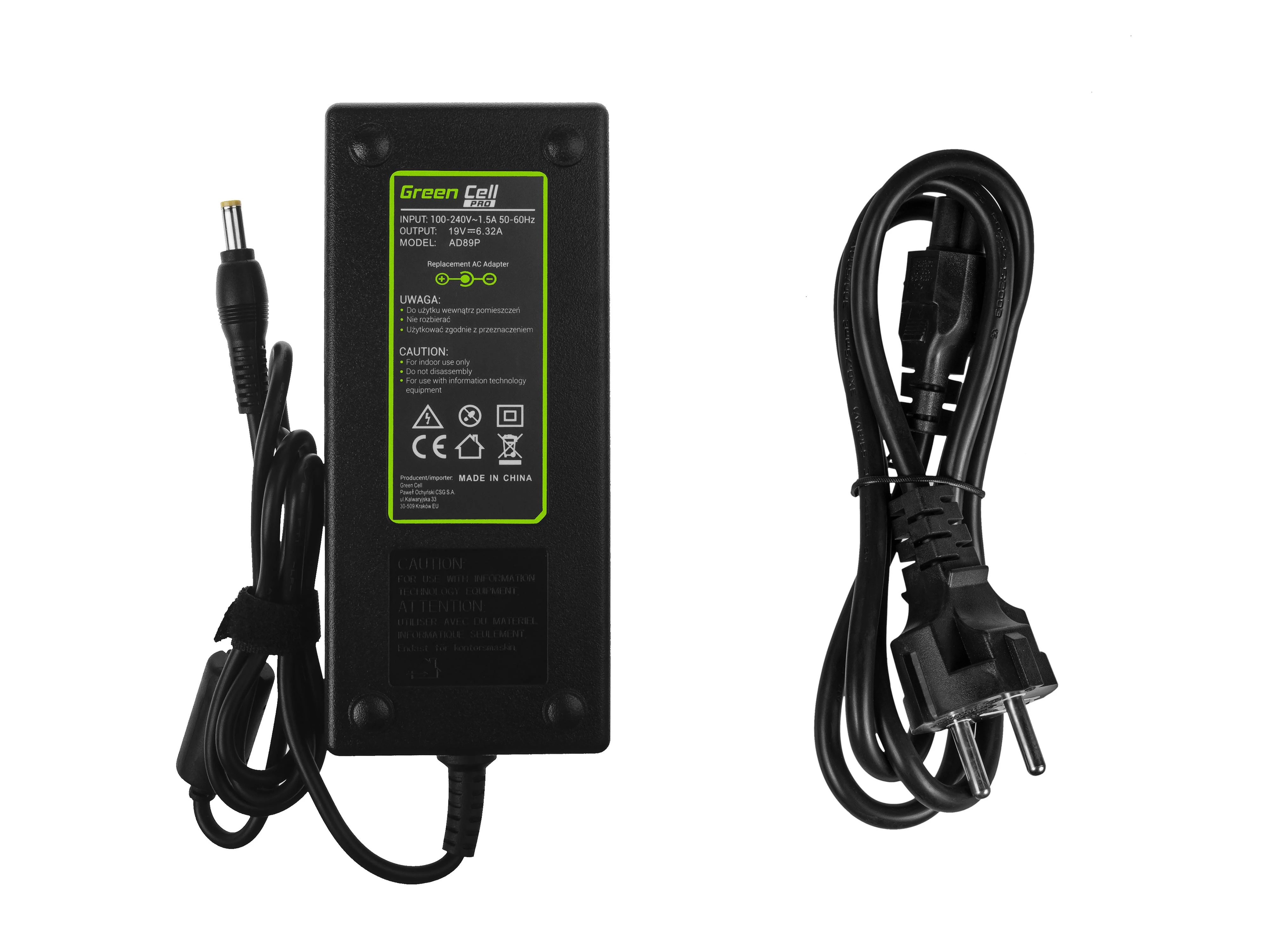 Green Cell Žalias Cell GREENCELL AD89P įkroviklis / kintamosios srovės adapteris Žalias Cell PRO 19V 6.32A 120W, skirtas Acer Aspire 7552G 7745G 7