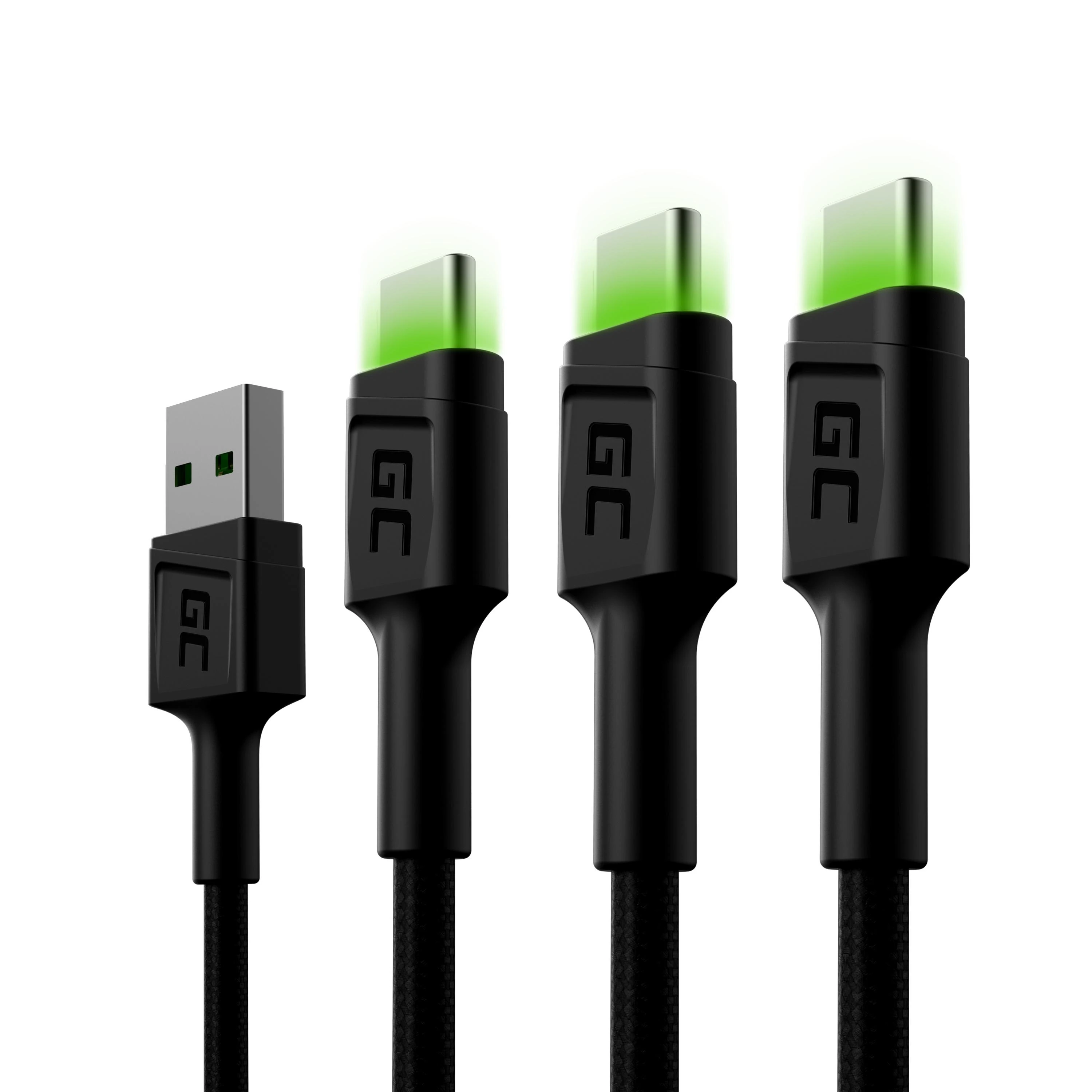 Green Cell Žalias Cell Žalias Cell USB-C kabelių komplektas 3x QC 3.0 1.20 m