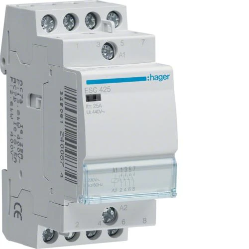 Kontaktorius Hager ESC425 (4P, 25A, 230V, 4NO)
