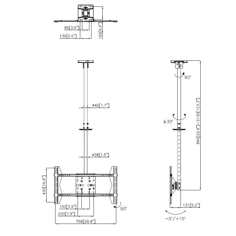 Laikiklis Multibrackets MB PUBL CEIL.MOUNT L SINGLE 40KG MAX.600