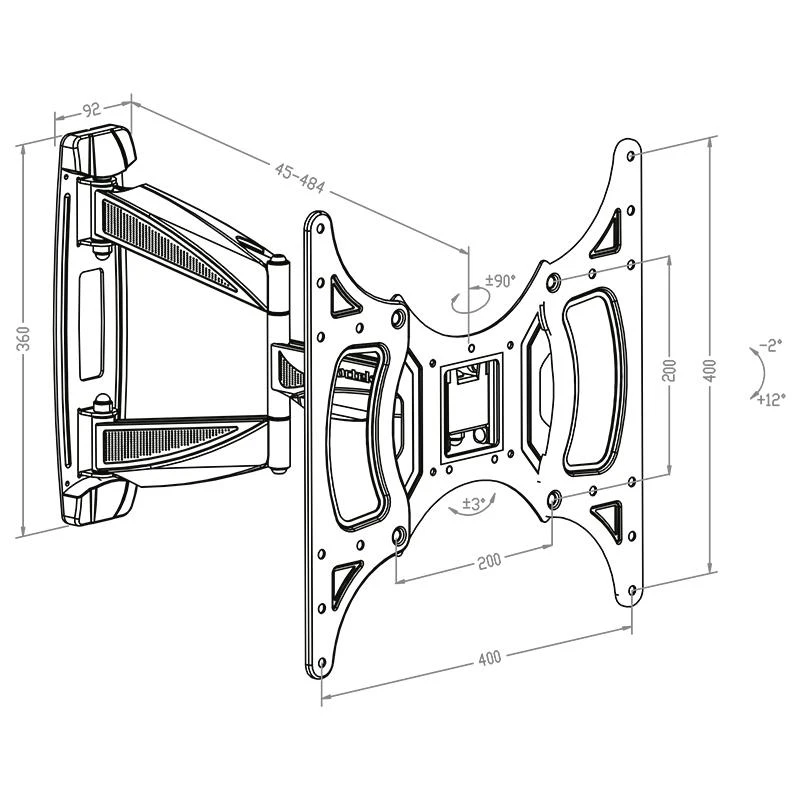 Laikiklis Multibrackets Daugialaikiai laikikliai MB FLEXARM FULL MOTION SINGLE VESA 400X400, 30KG