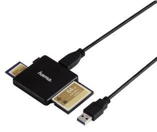 Hama USB-3.0 kelių kortelių skaitytuvas SD MicroSD CF juodas