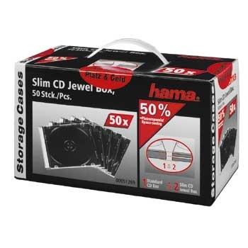 1x50 Hama CD Jewel Case SlimLine skaidrus-juodas 51269