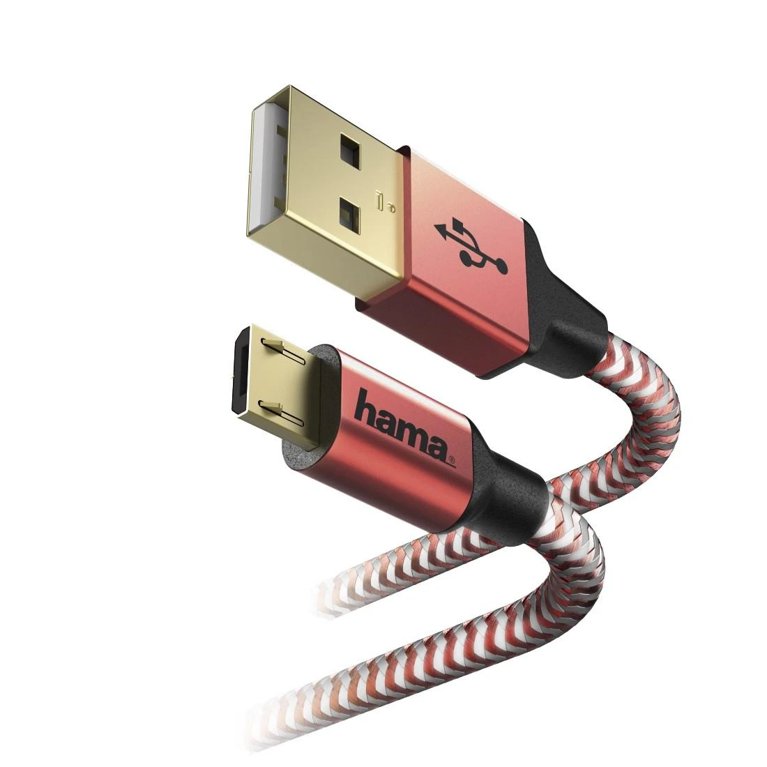 HAMA atspindintis įkrovimo/duomenų kabelis Micro-USB 1,5 m raudonas